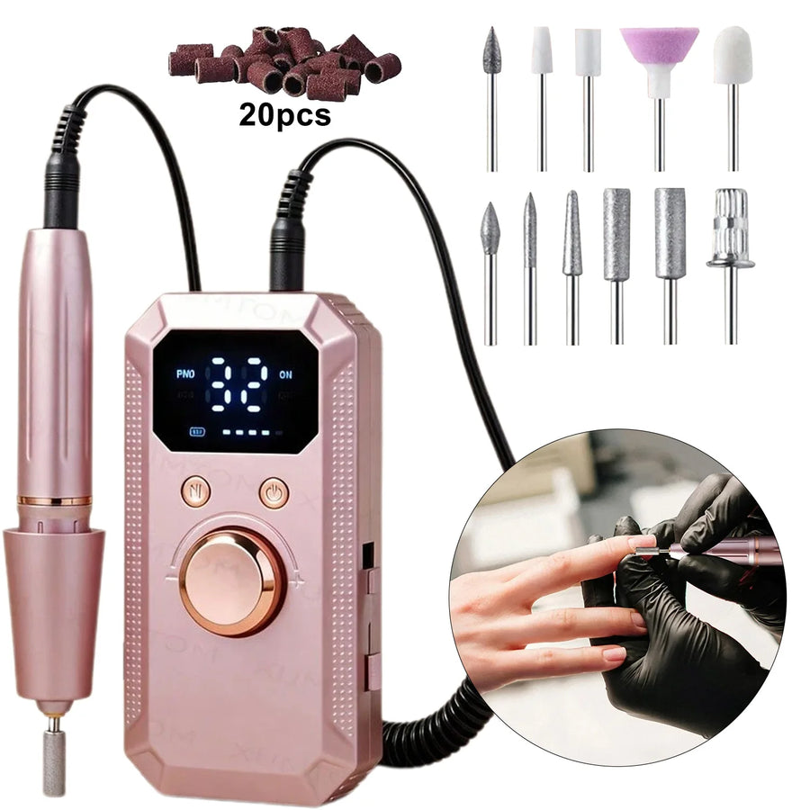 Wireless Use Nail Drill Machine 1600mAh Nail Drill Milling Sander Nail Art Manicure Grinder Nail Polisher Cutter Kit Rechargeable Nail Sander File For Manicure Salon Tool