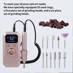 Wireless Use Nail Drill Machine 1600mAh Nail Drill Milling Sander Nail Art Manicure Grinder Nail Polisher Cutter Kit Rechargeable Nail Sander File For Manicure Salon Tool