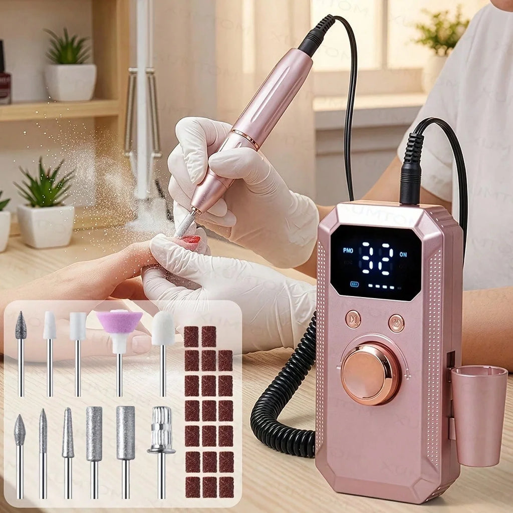 Wireless Use Nail Drill Machine 1600mAh Nail Drill Milling Sander Nail Art Manicure Grinder Nail Polisher Cutter Kit Rechargeable Nail Sander File For Manicure Salon Tool