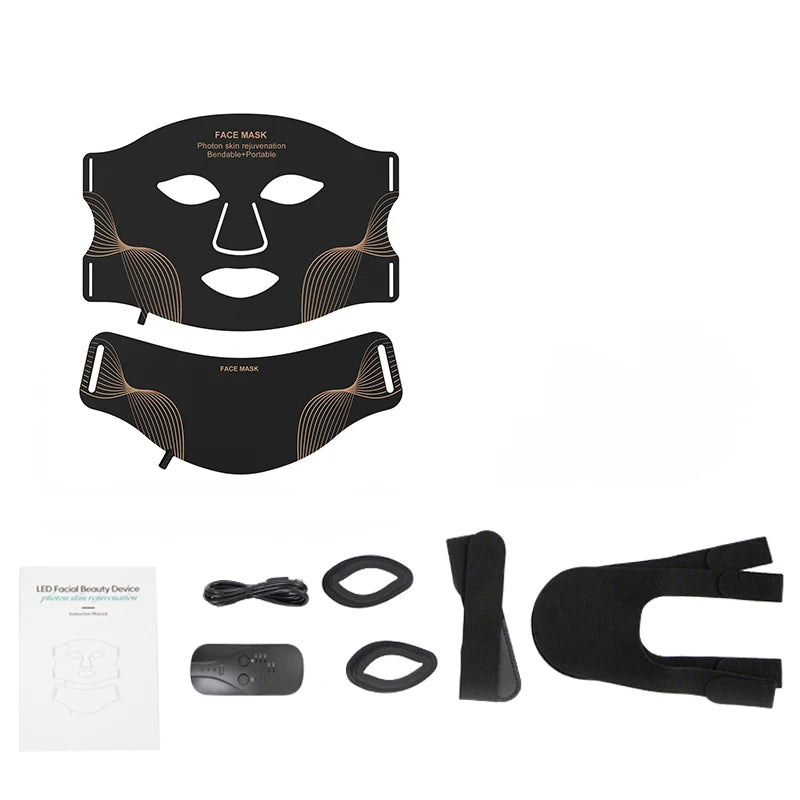 Red Light Therapy 210 LED Beads Silicone 7 Colors LED Face Mask for Anti-Aging Wrinkles Skin Rejuvenatio Home Use Beauty Mask