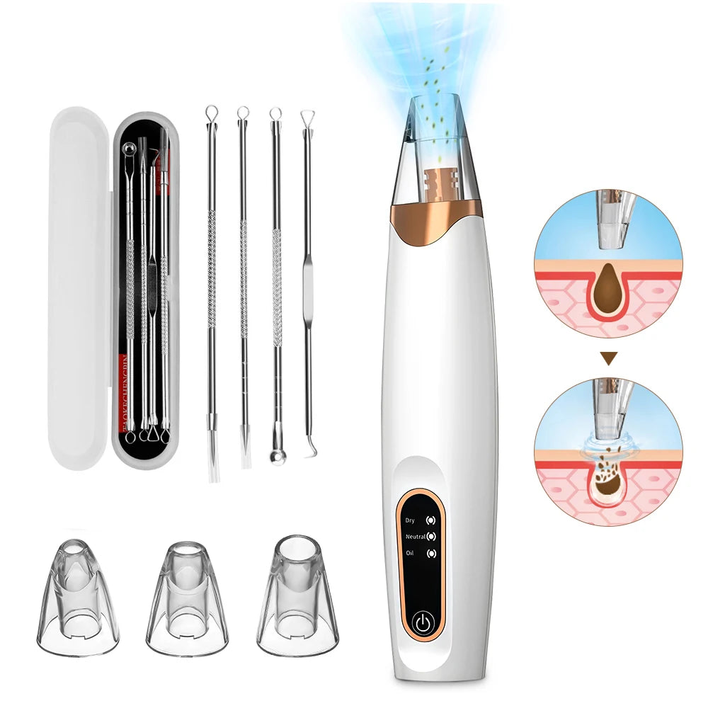 Portable Blackhead Remover Face Nose Pore Cleaner Extractor Face Vacuum Blackhead Removal Skin Care Tool Rechargeable