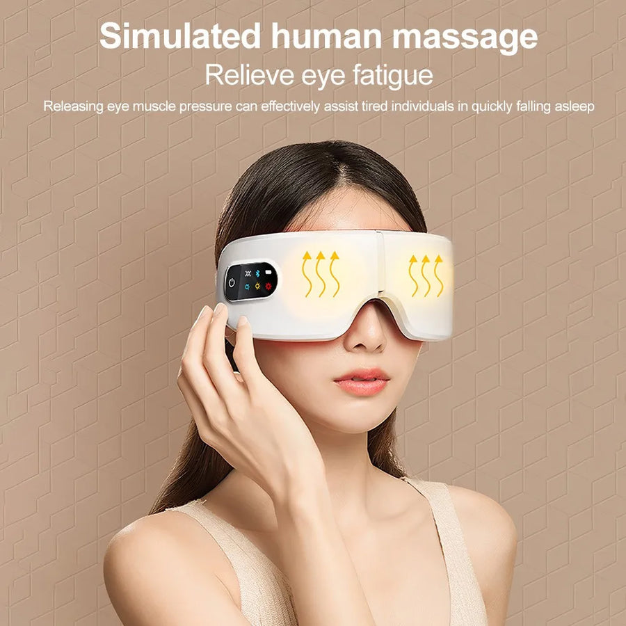Smart Eye Massager  Vibration Heat Airbag Relieve Eye Fatigue Strain Bluetooth