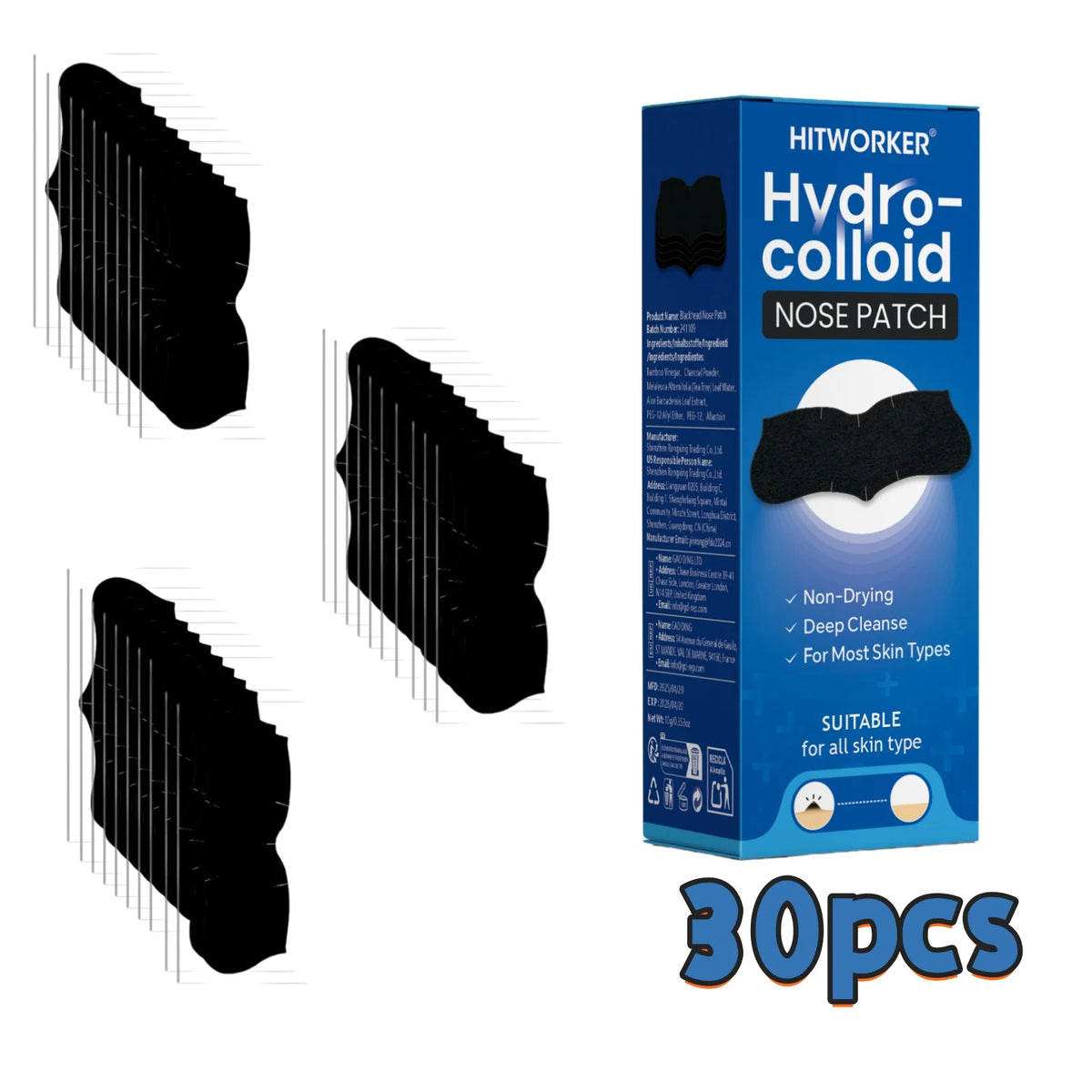 10/30/50-Piece Pore Cleansing Nose Strips | Alcohol-Free Formula, Deep Cleansing, Suitable for All Light Beige Skin Tones - Leav
