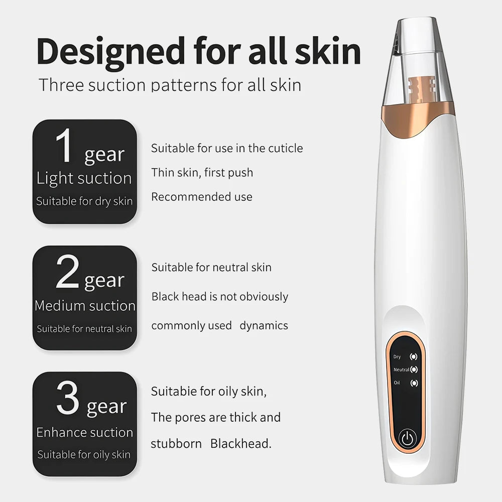 Portable Blackhead Remover Face Nose Pore Cleaner Extractor Face Vacuum Blackhead Removal Skin Care Tool Rechargeable