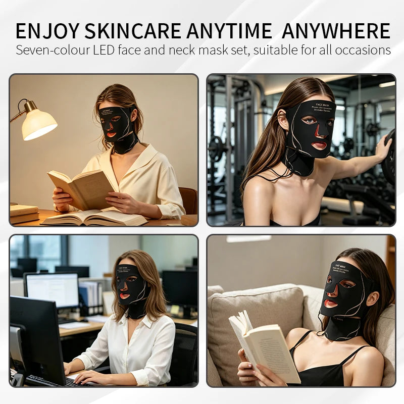 Red Light Therapy 210 LED Beads Silicone 7 Colors LED Face Mask for Anti-Aging Wrinkles Skin Rejuvenatio Home Use Beauty Mask