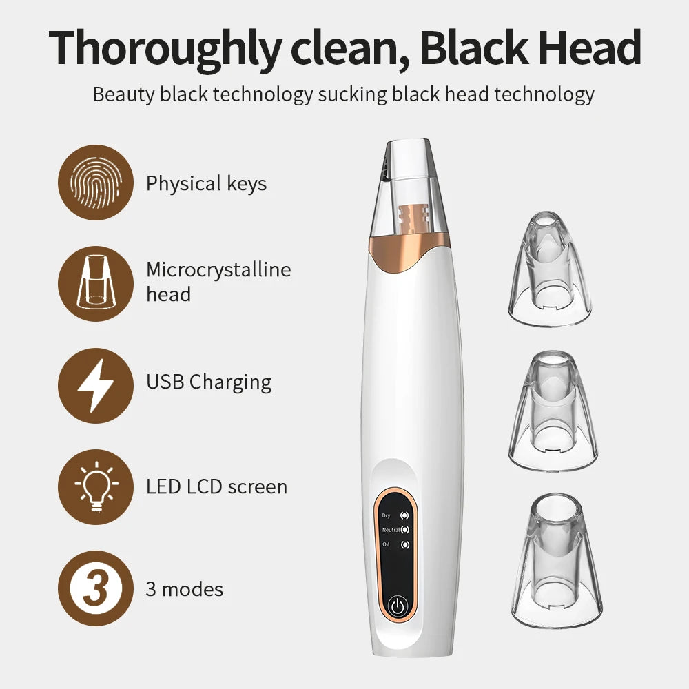 Portable Blackhead Remover Face Nose Pore Cleaner Extractor Face Vacuum Blackhead Removal Skin Care Tool Rechargeable