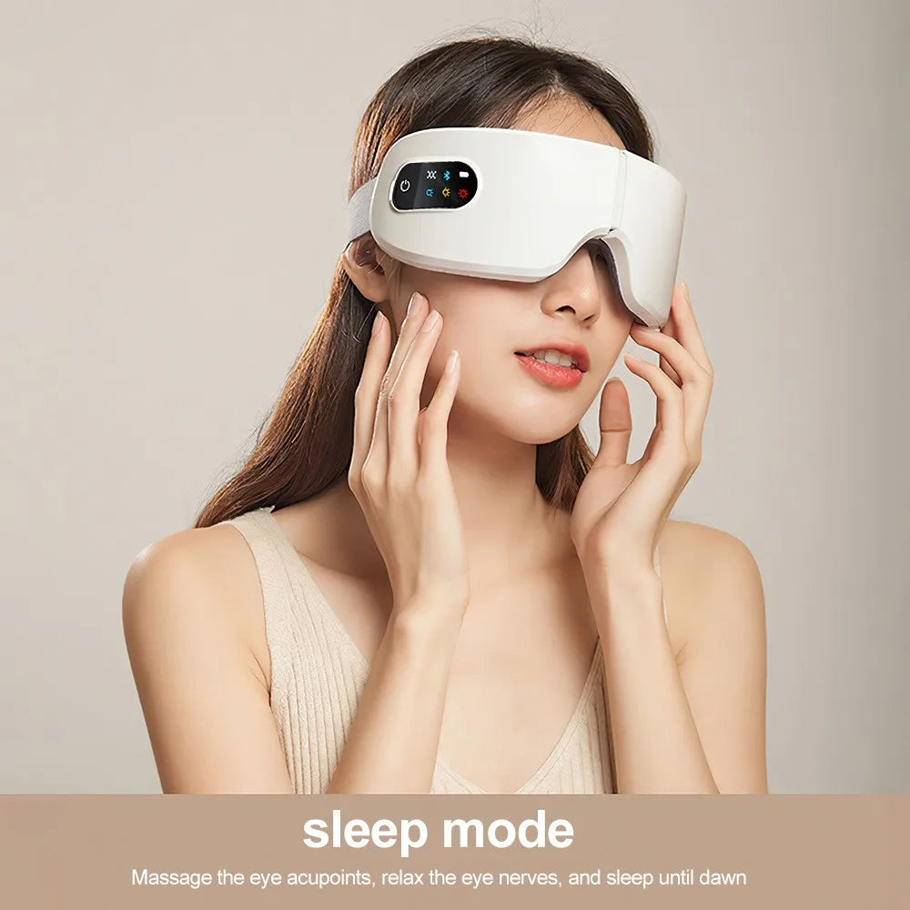 Smart Eye Massager  Vibration Heat Airbag Relieve Eye Fatigue Strain Bluetooth