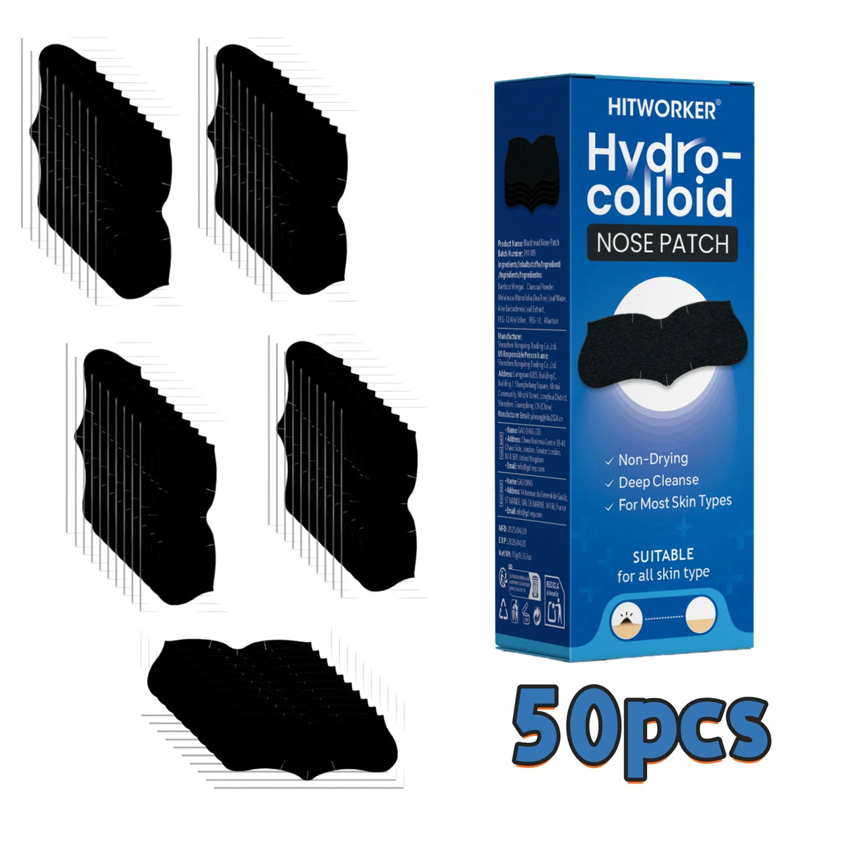 10/30/50-Piece Pore Cleansing Nose Strips | Alcohol-Free Formula, Deep Cleansing, Suitable for All Light Beige Skin Tones - Leav